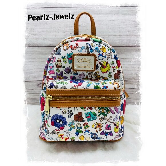 Loungefly Pokemon Character Allover AOP Pikachu Bulbasaur Eevee Backpack NWT main image 5